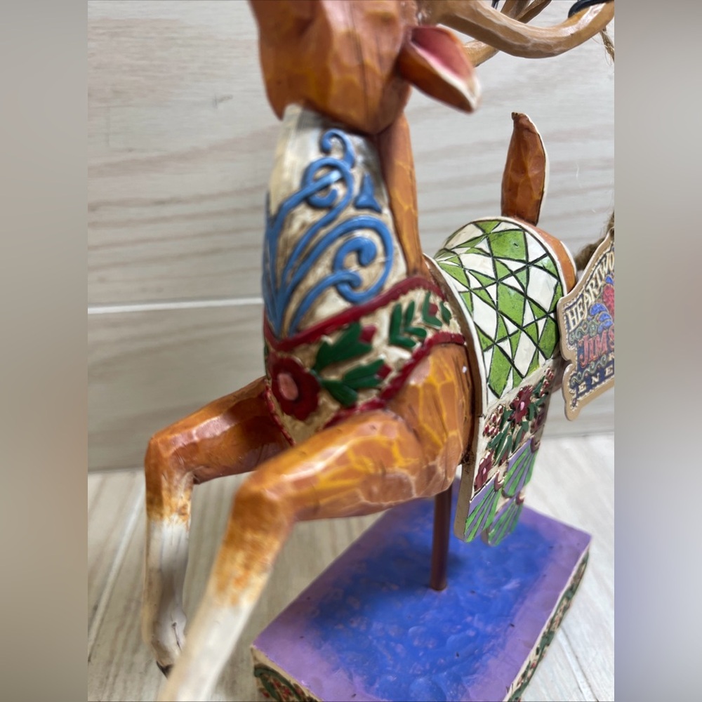 2004 Jim Shore Heartwood Creek Dash Away Reindeer Green Blanket 118111 w/ Box - Picture 8 of 14